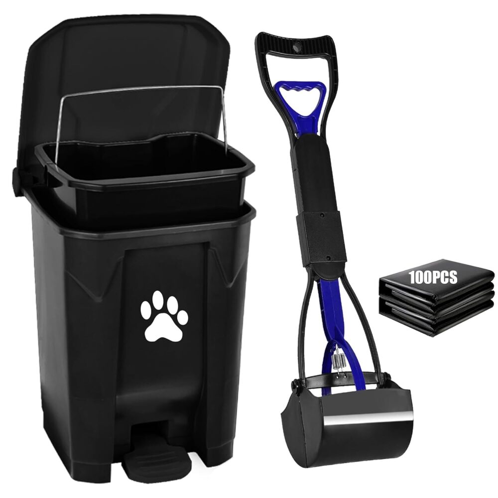 Outdoor Dog Poop Trash Can with Lid, Dog Waste Trash Can Pet Waste Container Pooper Scooper for Yard Garden Kitchen with Removable Inner Bin, Large Garbage Bag - Image 1 - Lot 376