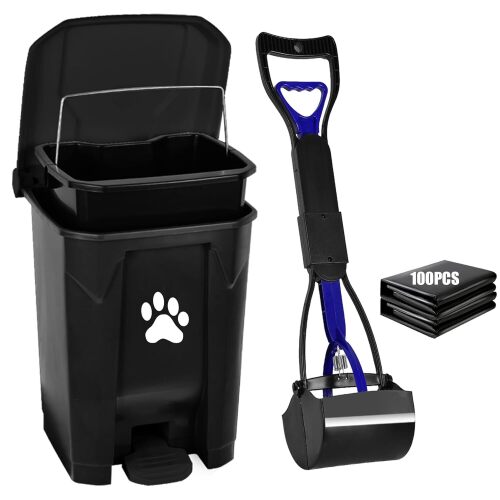 Outdoor Dog Poop Trash Can with Lid, Dog Waste Trash Can Pet Waste Container Pooper Scooper for Yard Garden Kitchen with Removable Inner Bin, Large Garbage Bag - Lot 376