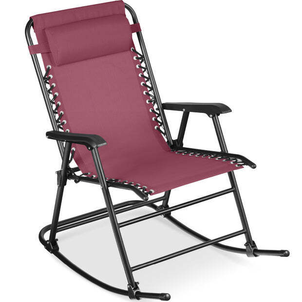 Folding Outdoor Zero Gravity Rocking Lounge Chair w/ Headrest Pillow - Image 1 - Lot 382