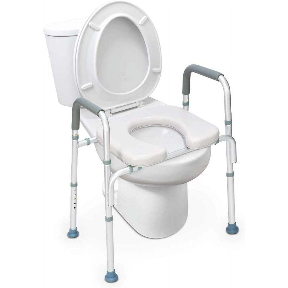 OasisSpace Stand Alone Raised Toilet Seat 300lbs - Heavy Duty Medical Raised Homecare Commode and Safety Frame, Height Adjustable Legs, Bathroom Assist Frame for Elderly, Handicap, Disabled - Image 1 - Lot 425