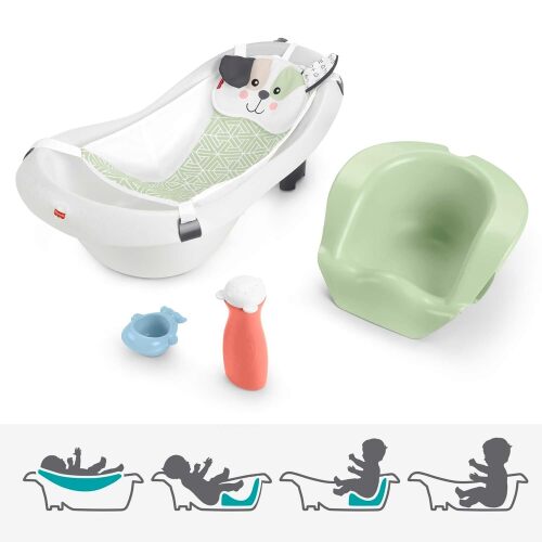 Fisher-Price Baby to Toddler Bath 4-in-1 Sling ‘n Seat Tub with Removable Infant Support and 2 Toys, Puppy Perfection - Lot 436