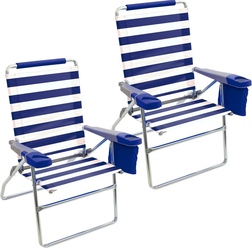 Rio Beach 2-Pack 17" Extended Height 4-Position Folding Beach Chair, Bright Blue - Image 1 - Lot 456