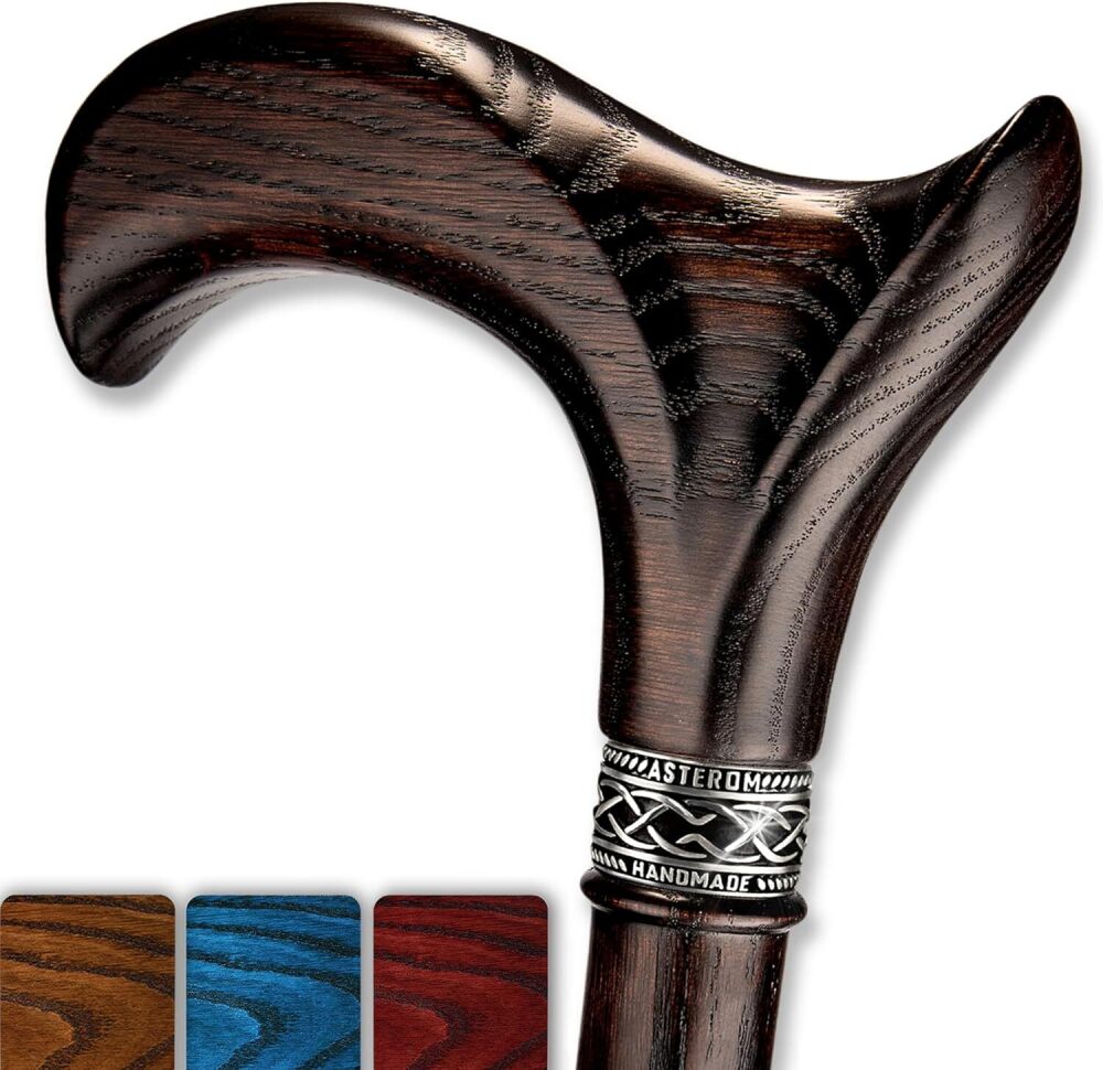 Asterom Walking Cane - Handmade, Ergonomic, Wooden - Canes for Men & Women - Walking Sticks for Seniors, Unique, Wood - Image 1 - Lot 466