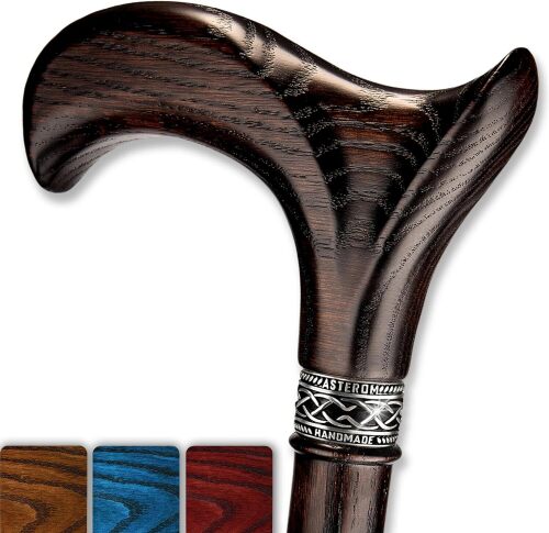 Asterom Walking Cane - Handmade, Ergonomic, Wooden - Canes for Men & Women - Walking Sticks for Seniors, Unique, Wood - Lot 466