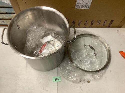 Stainless Steel Stock Pot w/ Glass Lid - Lot 481