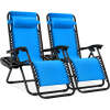 Set of 2 Adjustable Zero Gravity Patio Chair Recliners w/ Cup Holders - Thumbnail 1
