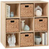 9-Cube Bookshelf Storage Display w/ 3 Removable Panels, Customizable Design - Thumbnail 1