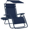 Folding Zero Gravity Recliner Patio Lounge Chair w/ Canopy, Side Tray - Thumbnail 1
