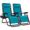 Set of 2 Adjustable Zero Gravity Patio Chair Recliners w/ Cup Holders - Thumbnail 1