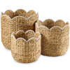 Scalloped 3PC Water Hyacinth Nesting Baskets - Thumbnail 1