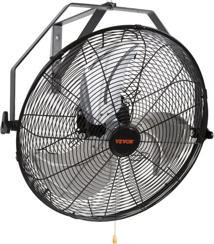 VEVOR 18 Inch Wall Mount Fan, 3-speed IP44 Waterproof, Max. 4150 CFM Wall Mounted Fan for Outdoor, Commercial, Residential, Greenhouse, Workshop, Patio, Black, ETL Listed - Lot 433