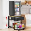 Housolution Mobile Mini Fridge Stand with Storage, Height-Adjustable Mini Beverage Fridge Table, Coffee Bar, 200 lbs Heavy-Duty Compact Refrigerator Shelf with Rolling Cabinet for Kitchen Home Office - Thumbnail 1