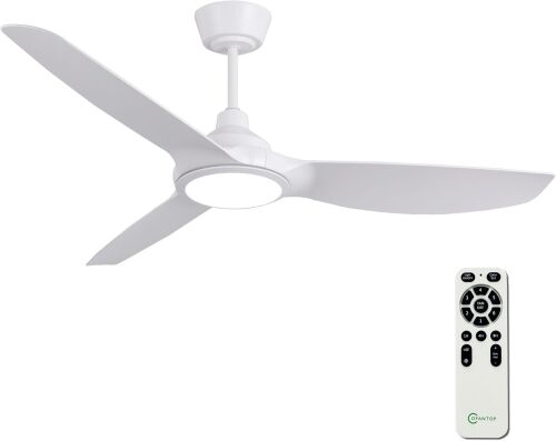 52 Inch Ceiling Fans with Lights and Remote Control, Modern Ceiling Fan White 3 Blade Indoor for Master Bedroom Living Room, 6 Speed Quiet Reversible DC Motor - Lot 448