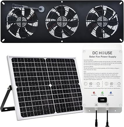 25W Solar Powered Exhaust Fan Kit with 12000mAh Lithium Battery - Lot 463