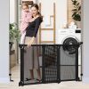 No Bottom Bar Baby Gate for Stairs, 34-55” Walk Through Dog Gate with Large Dual Openings - Thumbnail 1