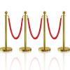 4Pcs Gold Stanchion Post Queue Velvet Ropes and Posts with Soild Base and 3pcs 5 Ft Red Velvet Ropes Carpet Ropes Posts Stanchion Set Crowd Control Barriers for Party Supplies - Thumbnail 1