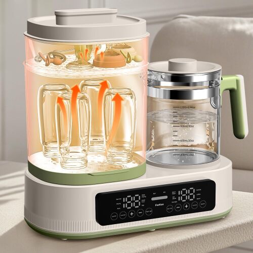Feekaa Multifunctional Baby Bottle Warmer, Steamer and Dryer, 44oz Baby Formula Kettle Combo, Bottle Warmer for Breastmilk with Temperature Control, Water Warmer for Baby Formula, Electric Milk Warmer - Lot 199