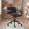 Ergonomic Office Chair with Rubber Wheels & Walnut Arms - PU Leather Mid-Back Desk Chair, Adjustable Height, Bentwood Backrest | Swivel Rocking Design for Home Office, Meeting Room, Study - Thumbnail 1