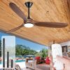 52 inch Wood Ceiling Fan with Light and Remote,Noiseless DC Motor,6 Speed Levels,LED Dimmable,Dark Brown Wood Blade - Thumbnail 1