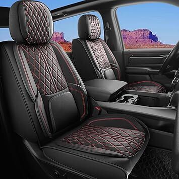 Universal Car Seat Cover Fit for Cars, SUV, Sedans, Anti-Slip Breathable (Black Redline, Full Set) - Lot 570