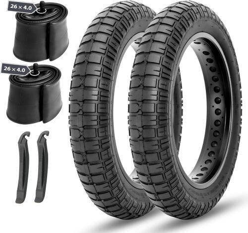 MOHEGIA E-bike Fat Tires Replacement Set: 2 Pack 20x4.0 inch Electric Bicycle Tires, Pair Inner Tubes with Tire Levers, High-Performance with Street or Urban Road Riding - Lot 531
