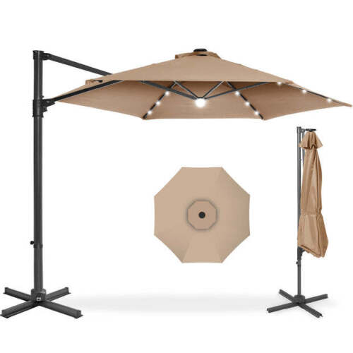 360 LED Rotating Cantilever Offset Patio Umbrella - 10ft - Lot 579