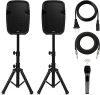 Bowens 8-Inch Bluetooth PA System - 500W Powered Speakers with Stands, Microphone - Party Speaker & DJ Speakers Outdoor Sound System, Microphone and Speaker Set for Events, Karaoke - Thumbnail 1