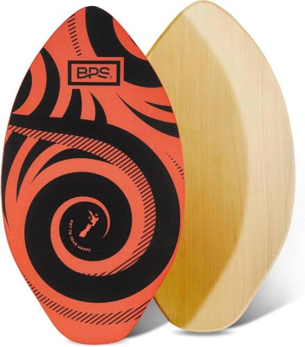 BPS New Zealand ‘Koru’ Skimboard with Colored EVA Grip Pad and High Gloss Clear Coat Wooden Skim Boards for Kids and Adults | Choose from 3 Sizes and Traction Pad Color - Lot 600