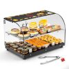 PYY Bakery Display Case - 22" 2-Layer Acrylic Pastry Display Case, Countertop with Stainless Steel Shelves & Base, 2 Magnetic Rear Doors - Thumbnail 1