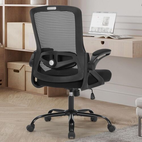 Office Chair, Ergonomic Desk Chair with Adjustable Height, Lumbar Support, High Back Mesh Support with Flip up Armrests, Task Chairs for Home Office Computer` - Lot 665