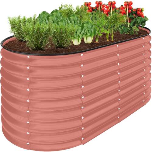 Outdoor Raised Metal Oval Garden Bed, Planter Box - 4x2x2ft - Lot 637