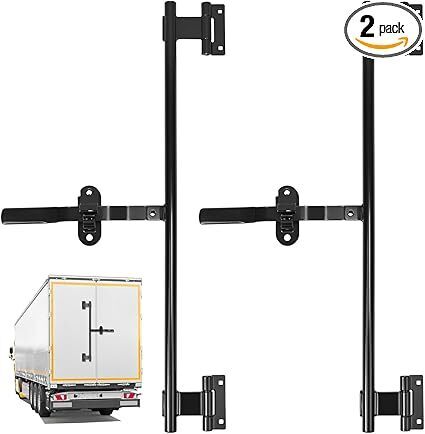 QWORK 36" Trailer Swing Door Hinged Cam Bar Lock for Enclosed Trailer Door Latch, RV Hauler Fold Down Door, Black, 2 Pack - Lot 631