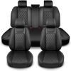 Leather Car Seat Covers Full Set,Unique Rear Design Easy to Install Car Seat Cover Protectors,Universal Full Surround Front Back Auto Seat Cover,Car Seat Cover for Sedan Cars Pick-up Trucks SUV - Thumbnail 1