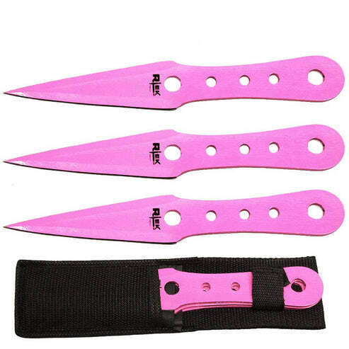 3PCS Rtek Throwing Knife Set Pink with Sheath - Lot 489