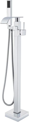 Senlesen Bathroom Chrome Freestanding Tub Faucet Floor Mounted Bathtub Shower Faucet with Handheld Sprayer - Lot 744