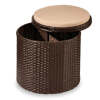 Round Wicker Ottoman, Multipurpose Furniture w/ Removable Cushion - Thumbnail 1