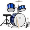 Kids Beginner 3-Piece Drum, Musical Instrument Set w/ Sticks, Stool, Pedal - Thumbnail 1