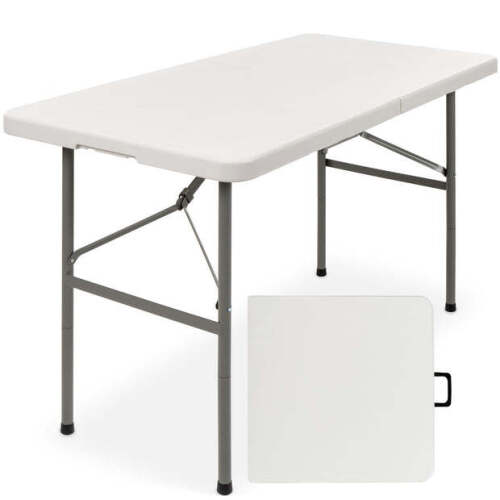 Portable Folding Plastic Dining Table w/ Handle, Lock - 4ft - Lot 706