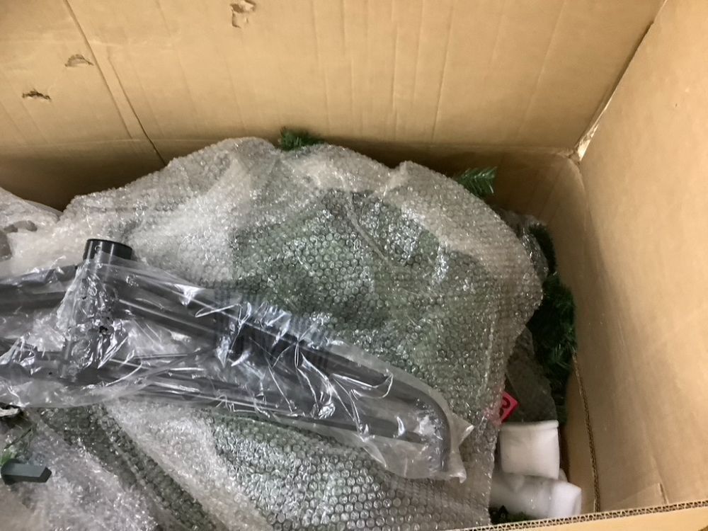 12ft Pre-Lit Spruce Hinged Artificial Christmas Tree w/ 1,300 Incandescent Lights - Image 2 - Lot 22