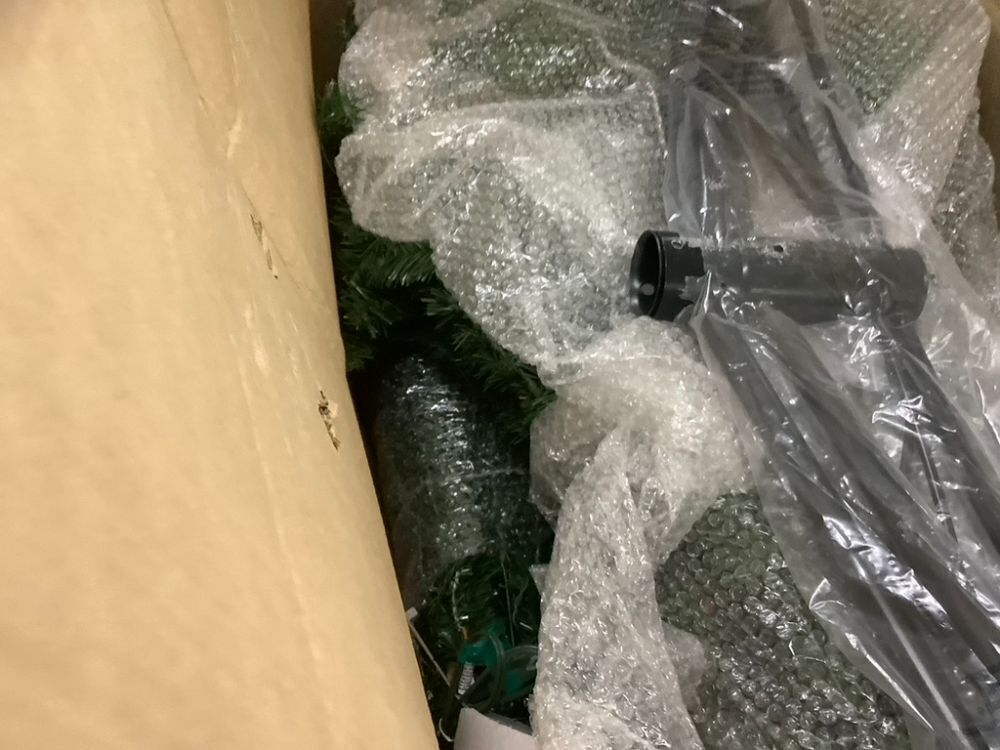 12ft Pre-Lit Spruce Hinged Artificial Christmas Tree w/ 1,300 Incandescent Lights - Image 7 - Lot 22