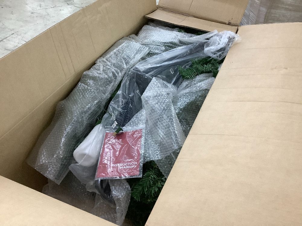 12ft Pre-Lit Spruce Hinged Artificial Christmas Tree w/ 1,300 Incandescent Lights - Image 2 - Lot 30