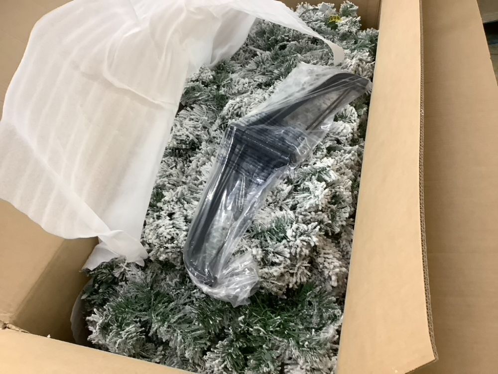 9' Pre-Lit Snow Flocked Artificial Pine Christmas Tree w/ Warm White Lights - Image 7 - Lot 32