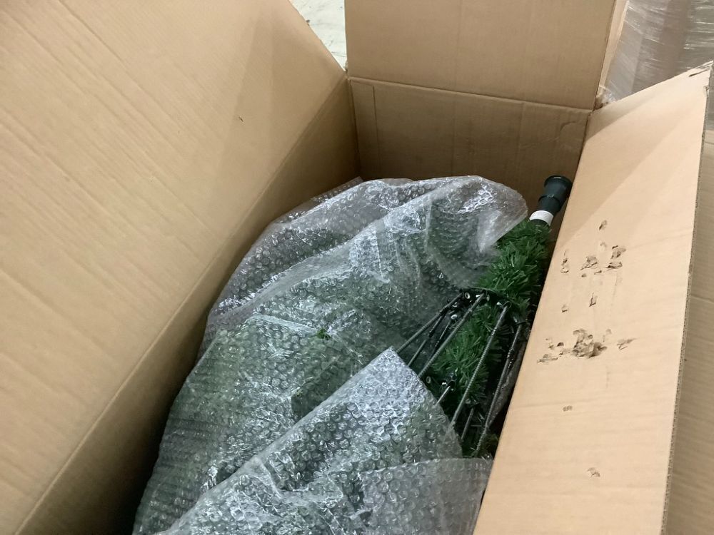 9' Pre-Lit Hinged Douglas Artificial Christmas Tree w/ Stand - Image 3 - Lot 41