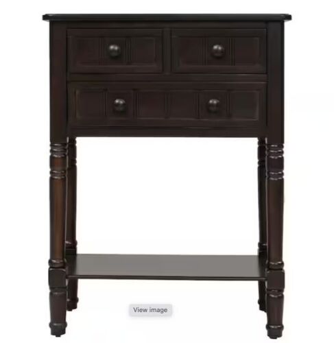 Harper & Bright Designs 24 in. Espresso Standard Rectangle Wood Console Table with 3-Drawers - Lot 72JF