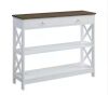 Convenience Concepts Oxford 39.5 in. L Driftwood and White 31.5 in. H Rectangle MDF Console Table with Drawer - Thumbnail 1
