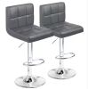 LACOO 33 in. - 44 in. Height Dark Gray Low Back Metal Adjustable Bar Stool with PU Leather-Seat 360° Swivel (Set of 2) - Thumbnail 1