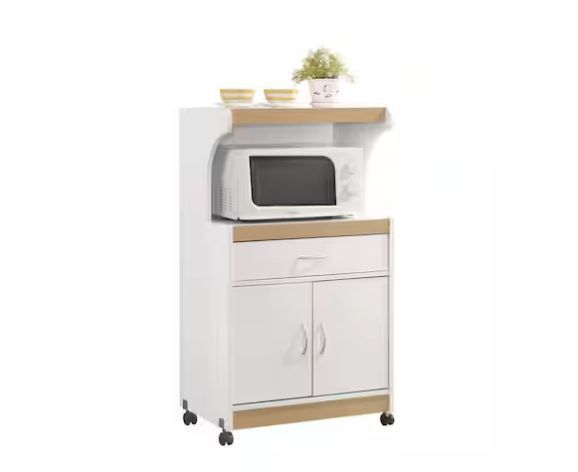 HODEDAH White Microwave Cart with Storage - Image 1 - Lot 105JF