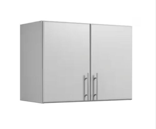 Prepac Elite Light Gray 32 in. Stackable Wall Storage Cabinet with Shelves and Doors - Lot 144JF