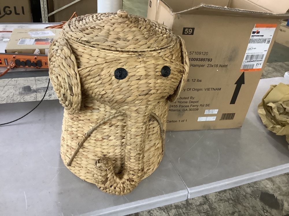 Home Decorators Collection Elephant Natural Woven Basket with Lid (18" W) - Image 2 - Lot 145JF