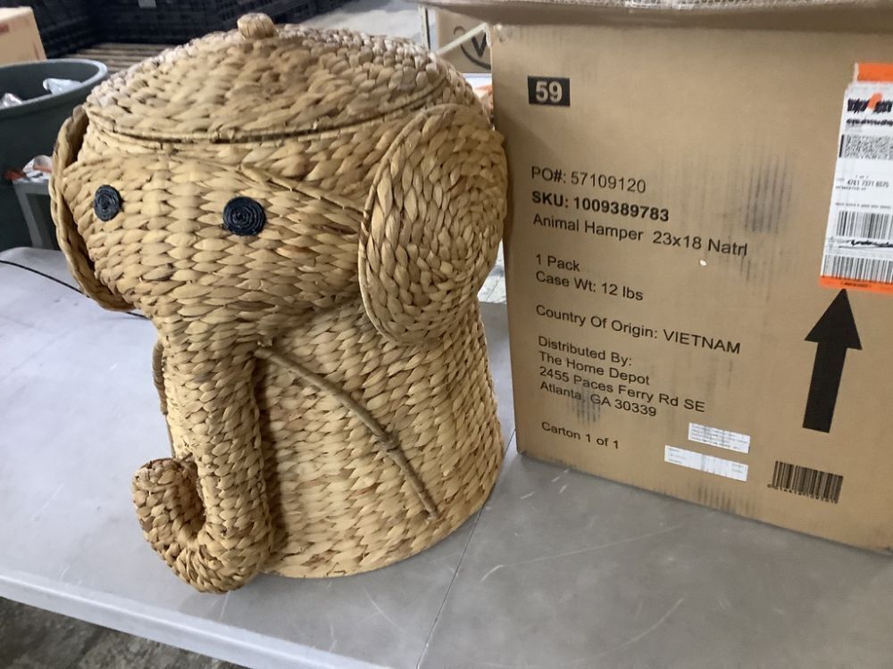 Home Decorators Collection Elephant Natural Woven Basket with Lid (18" W) - Image 4 - Lot 145JF